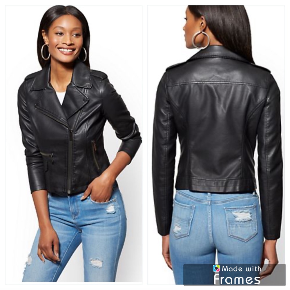 New York and Company Faux Leather Black Jacket